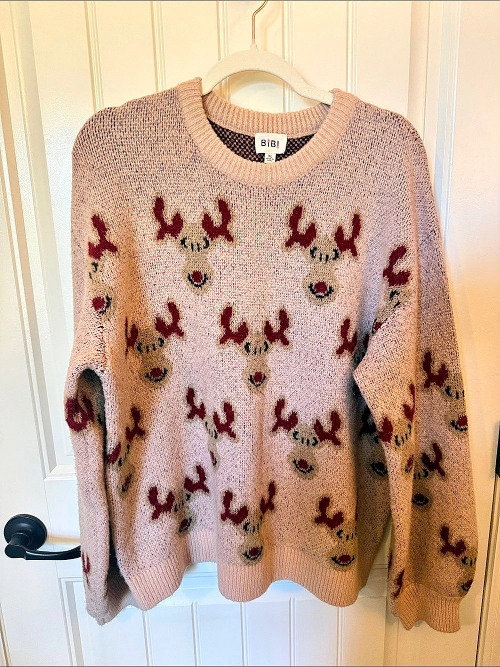 Bibi Reindeer Sweater in Beige XL Like New
